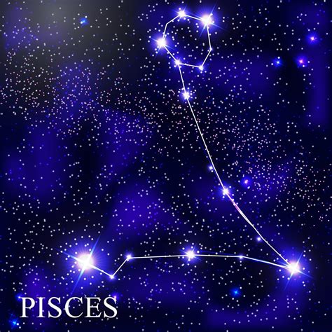 Pisces Zodiac Sign with Beautiful Bright Stars on the Background of ...