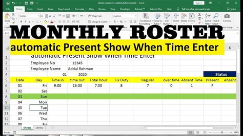 Duty Roster Excel Template - Printable Word Searches