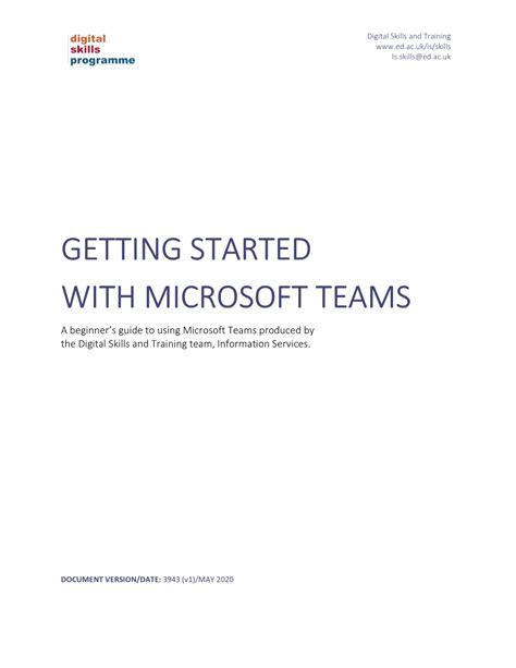 GETTING STARTED with MICROSOFT TEAMS a Beginner’S Guide to Using ...