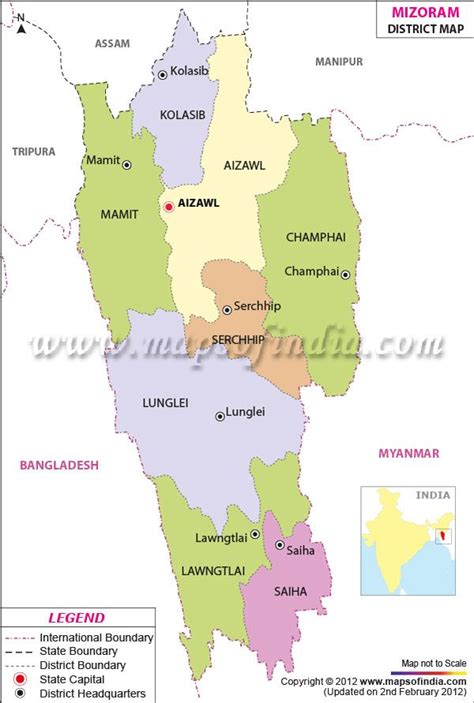 District Map of Mizoram | Mizoram | Pinterest