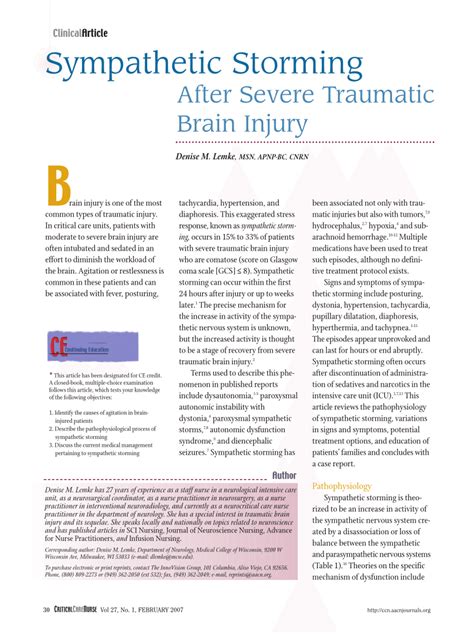 (PDF) Sympathetic Storming After Severe Traumatic Brain Injury