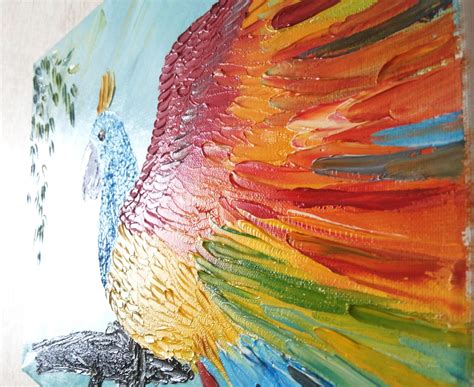 The picture Rainbow parrot. Oil painting. Original | Etsy