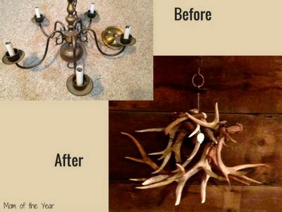 DIY Deer Antler Chandelier - The Mom of the Year