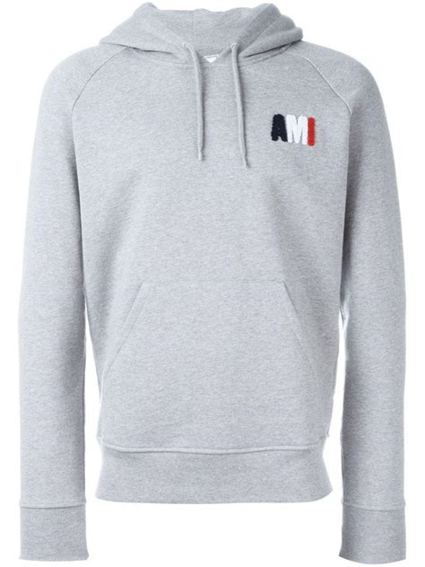 Lyst - AMI Small Ami Hoodie in Gray for Men