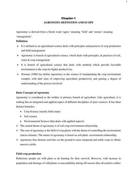 SOLUTION: Agronomy definition and its scope - Studypool