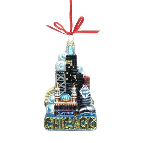 Chicago Landmarks Ornament, Glass Chicago Skyline Ornament