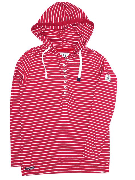 Lazy Jacks - - Lazy JacksRED Pure Cotton Striped Hooded Top - Size 10 ...