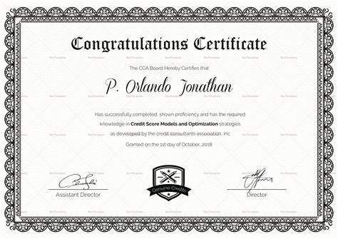 Congratulations Certificate Template Database