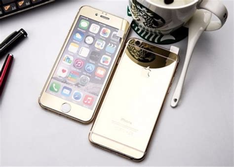 Tempered Glass Mirror Screen Protector For iPhone 6 Front +Back Gold color