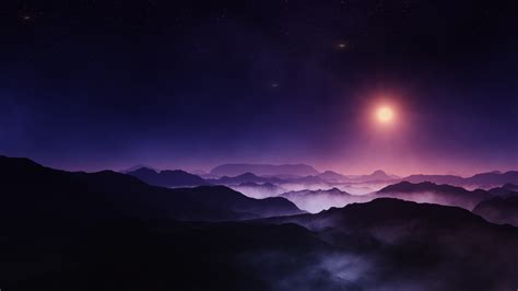 nature, Landscape, Midnight, Sun, Mountain, Starry Night, Mist Wallpapers HD / Desktop and ...