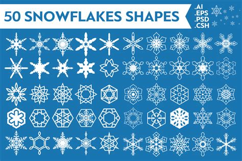 50 Snowflakes Vector Shapes Vol.1 | Unique Illustrator Add-Ons ~ Creative Market