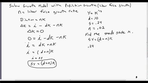 Solow Growth Model with Labor Force Growth: A Numerical Example - YouTube