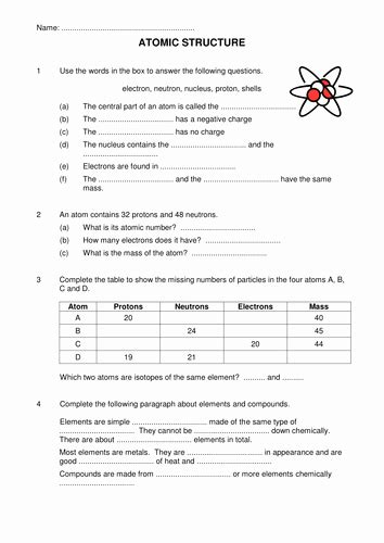 50 Atomic Theory Worksheet Answers