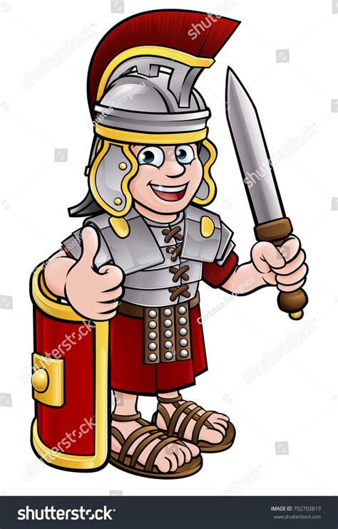 Ancient Roman Soldier Cartoon Character Holding Stock Illustration ...