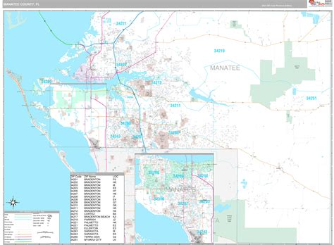 Manatee County, FL Wall Map Premium Style by MarketMAPS - MapSales