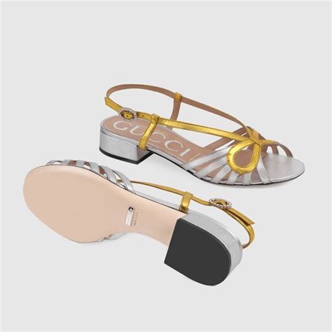 Metallic leather sandal - Gucci Flat Sandals 549645B8B208166 | Sandalias de mujeres, Zapatillas ...