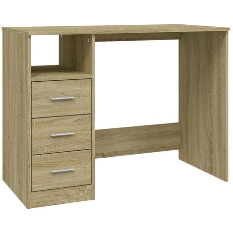 Desk with Drawers Sonoma Oak 102x50x76 cm Engineered Wood vidaXL