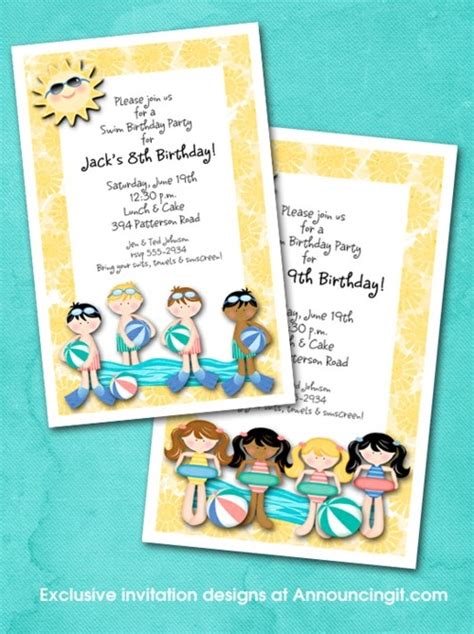 Announcingit.com - Girls Swim Time Invitations & Boys Swim Time ...