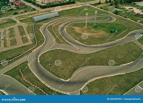 Curving Race Track View From Above, Aerial View Car Race Asphalt Track ...