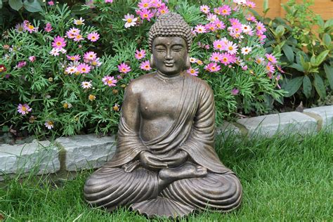 Stone Fan Buddha Garden Ornament Statue - Etsy