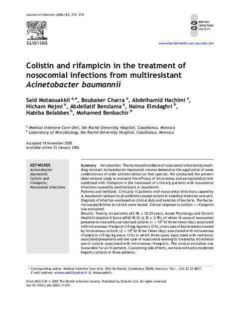 (PDF) Colistin and rifampicin in the treatment of nosocomial infections ...