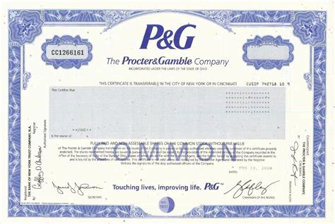 Procter & Gamble Stock Certificate