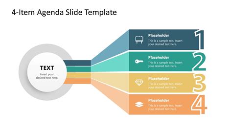 4-Item Agenda Slide Template with Core Element for PowerPoint