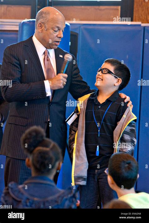 US Secretary of Homeland Security Jeh Johnson with children during the ...