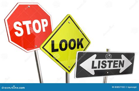 Stop Look Listen Road Street Signs Stock Illustration - Illustration of ...