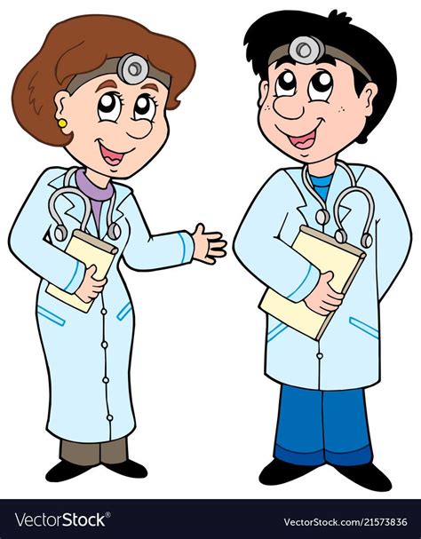 Two cartoon doctors Royalty Free Vector Image - VectorStock | Cartoon ...