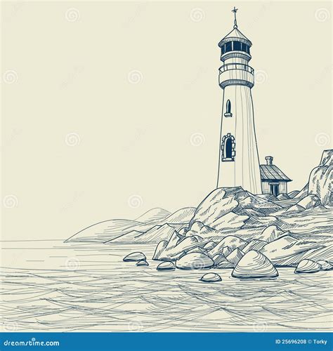 Lighthouse Drawing Vector Illustration Clip Art Royalty-Free Cartoon ...