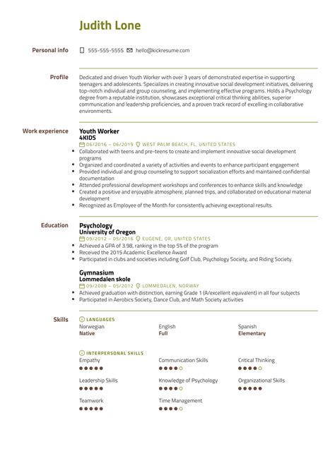 Youth Worker Resume Example | Kickresume