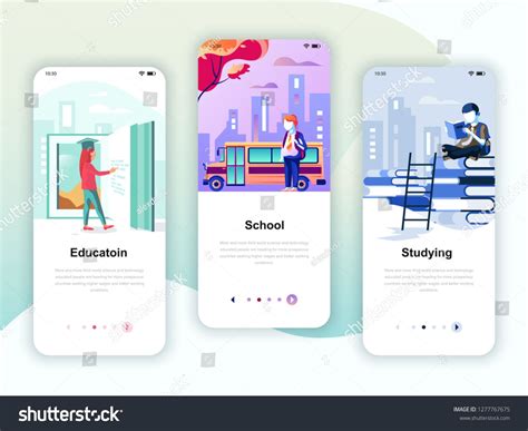 Set of onboarding screens user interface kit for Education, School, Studying, mobile app ...