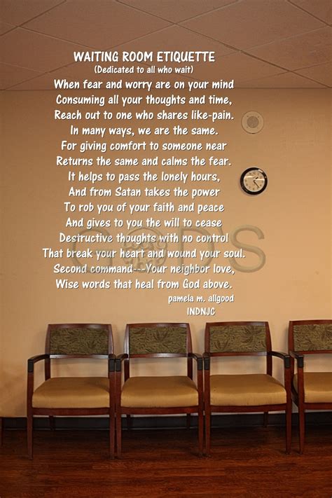 Waiting Room Etiquette, Christian Poem, Hospital, ICU, CCU, Comfort ...