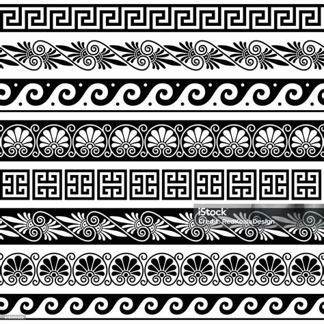 고대 그리스 패턴 골동품 테두리의 원활한 세트 0명에 대한 스톡 벡터 아트 및 기타 이미지 - 0명, 고대의, 고전 양식 - iStock