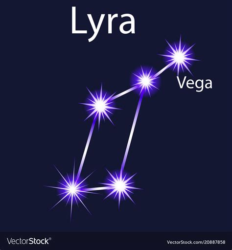 Constellation lyra with stars vega in night Vector Image