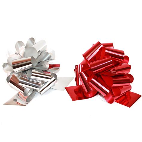 #40 Red and Silver Metallic Pull Bow Ribbon - LO Florist Supplies