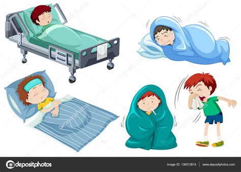 Kids being sick in bed Stock Vector Image by ©blueringmedia #136513614