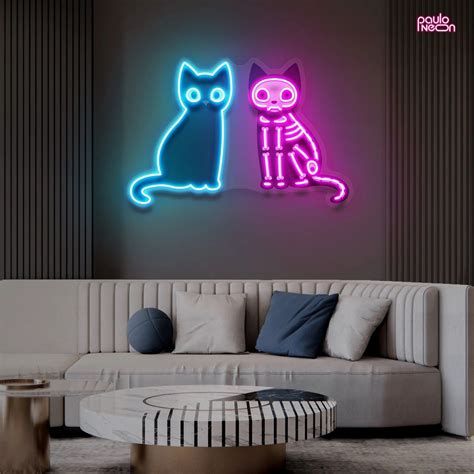 Neon Sign Custom Black Cats, cats gift personalized, cat decor for home, cat decor for bedroom ...