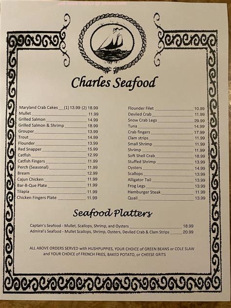 Online Menu of Charles Seafood Restaurant Restaurant, Tifton, Georgia, 31794 - Zmenu