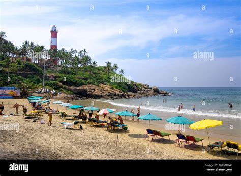 Kovalam Beach and lighthouse Stock Photo - Alamy