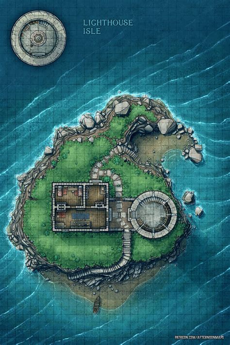 [OC][ART] Lighthouse Isle - Battle Map (30x45) : DnD