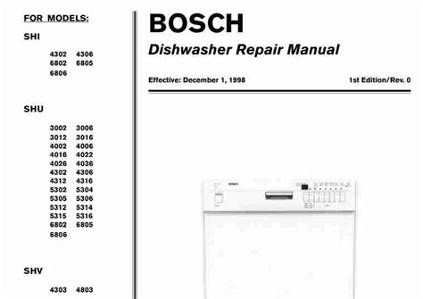 Bosch SHI SHU SHV Dishwasher Service Manual - Download Service Manual