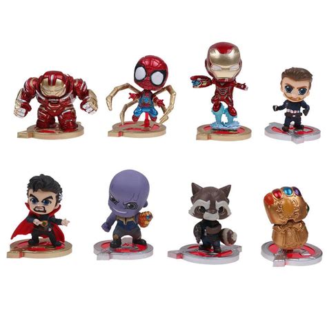 New 8Pcs/Set Mini Action Figure Marvel The Avengers Super Hero Spider Man Thanos