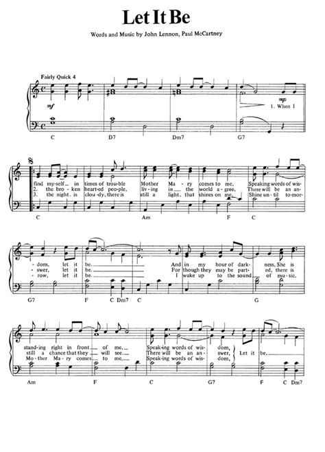 LET IT BE Piano Sheet music The Beatles | Easy Sheet Music