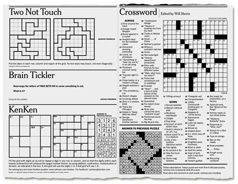 New York Times Crossword Puzzle Free Printable - Printable Form ...