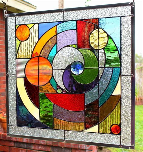 Stained Glass Window Panel: "Round and Round": Abstract | Trừu tượng, Nghệ thuật thủy tinh, Nghệ ...