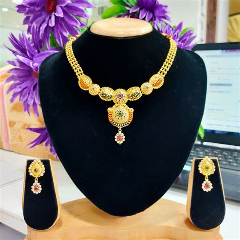 Buy quality 1 gram gold Necklace set in Ahmedabad