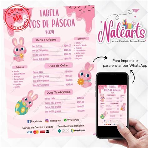 Tabela de Preços de Ovos de Páscoa 2024 - Cardápio Digital | Elo7