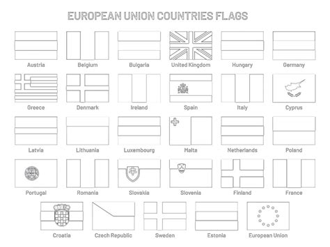 Printable European Union Countries Flags Coloring Page - Mimi Panda